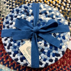 12″ Blue & White Braided Chair Pads – set of 4