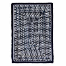 3’8″ x 5’3″ Blue Rectangle Wool Braided Rug
